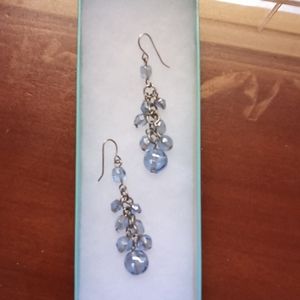 Blue glass chandelier earrings